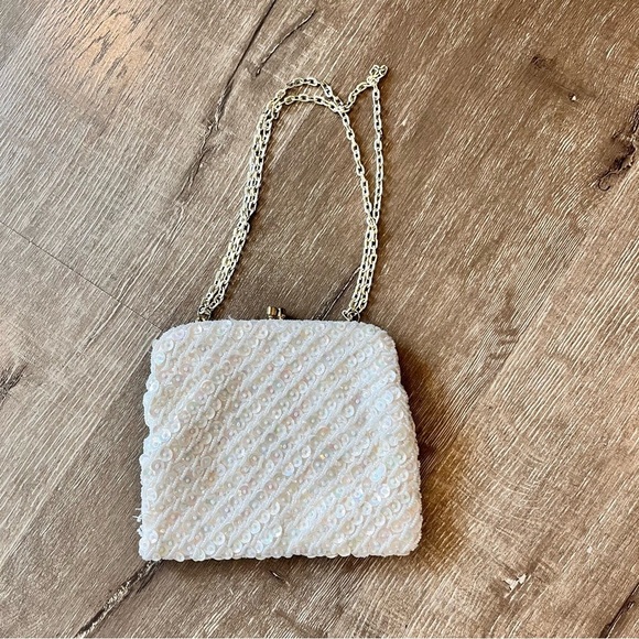 Vintage Glass Beaded Purse Plastic Sequins Rayon Interior Cocktails Party - Picture 6 of 10